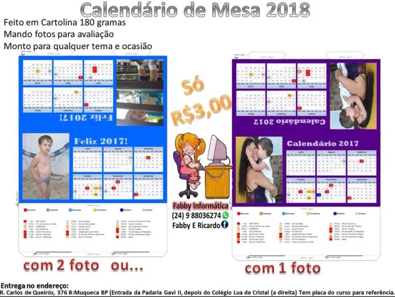 Calendário de Mesa e Folhinha de Parede