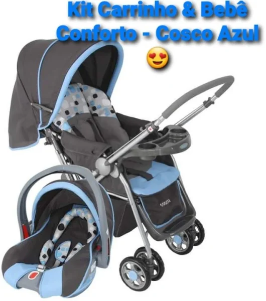 Carrinho Travel System Reverse & Bebê Conforto - Cosco Azul