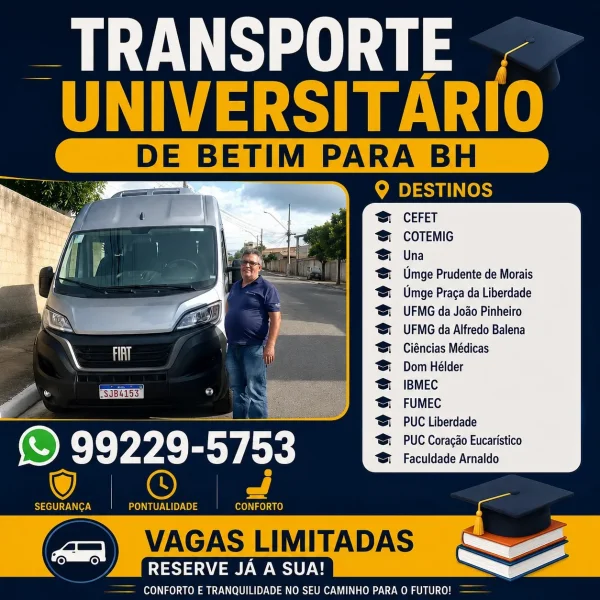 Transporte universitário de Betim pra BH