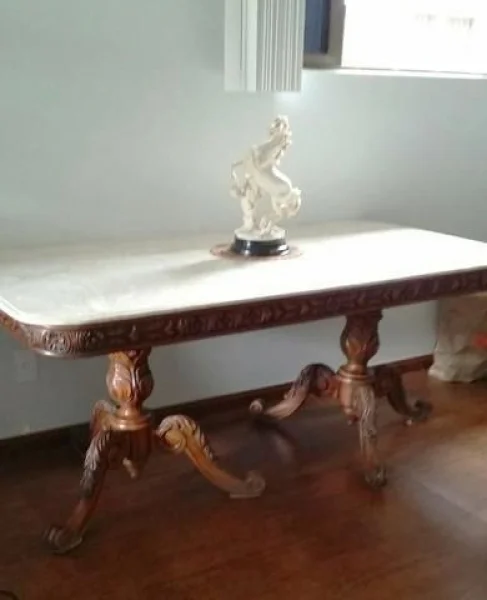 Mesa Jantar Antiguidade 6 Lugares Madeira Maciça Entalhada