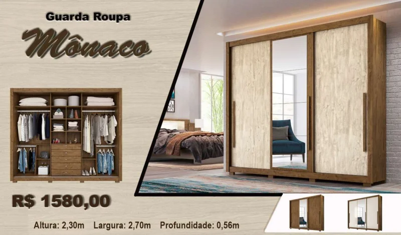Guarda Roupa Mônaco - Frete Grátis para Arapongas e Região