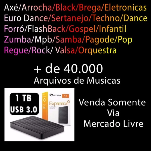 Hd Externo 1terabyte com Conteudo Midia