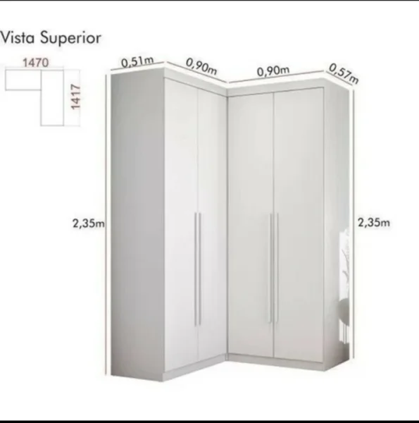 Guarda Roupa Solteiro de Canto 4 Portas 4 Gavetas Viena
