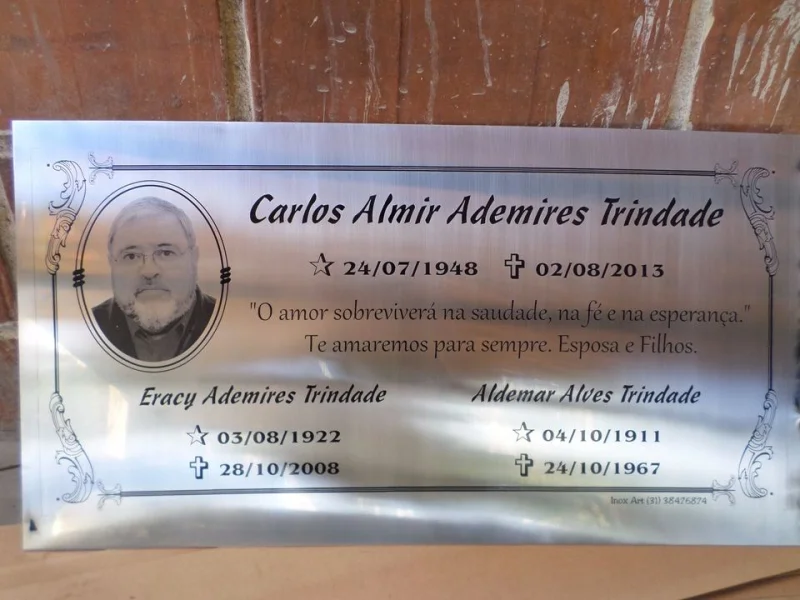 Placas Tumulo Jazigo Homenagem Inox