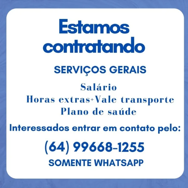 Temos a Vaga Perfeita para Você Que Quer Trabalhar com Serviços Gerais