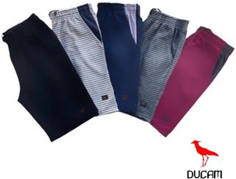 Kit 5 Bermudas Moletom Masculinas Algodão Ducam Listrada 2 Bolsos