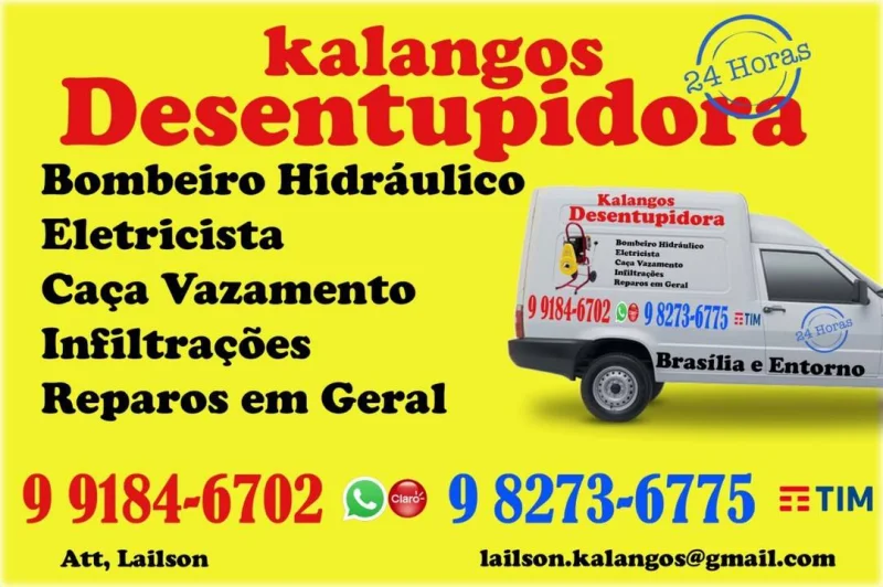 Desentupidora Kalangos Esgotos Gordura Pluvial Calhas Canos Pia Vaso