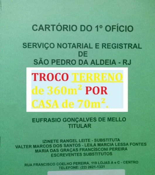 Troco Lote de 360m2 por Casa com 2 Quartos + Diferença a Vista