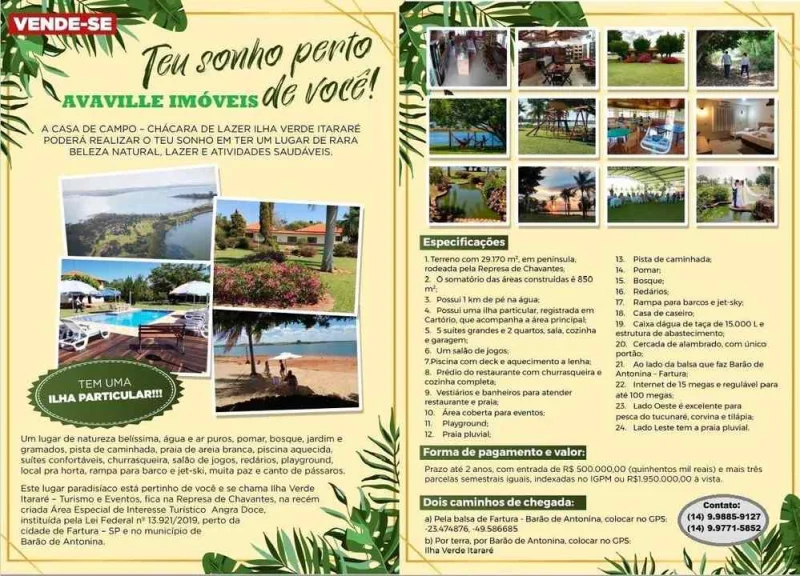 Investimento - Chácara com Estrutura de Pousada Região de Avaré/sp
