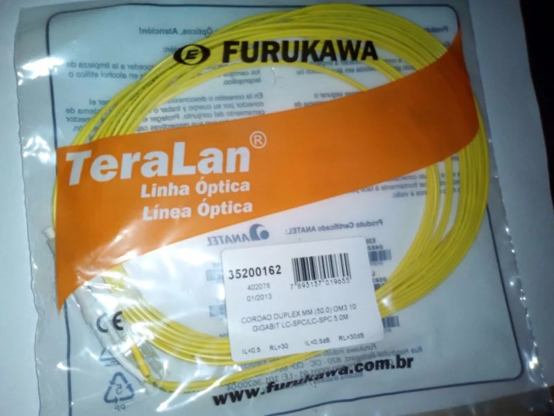 Cordão óptico Duplex Mm 50.0 Om3 10 Gigabit 5.0 M