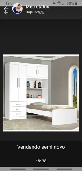 Cama Solteiro com Guarda Roupa Embutido