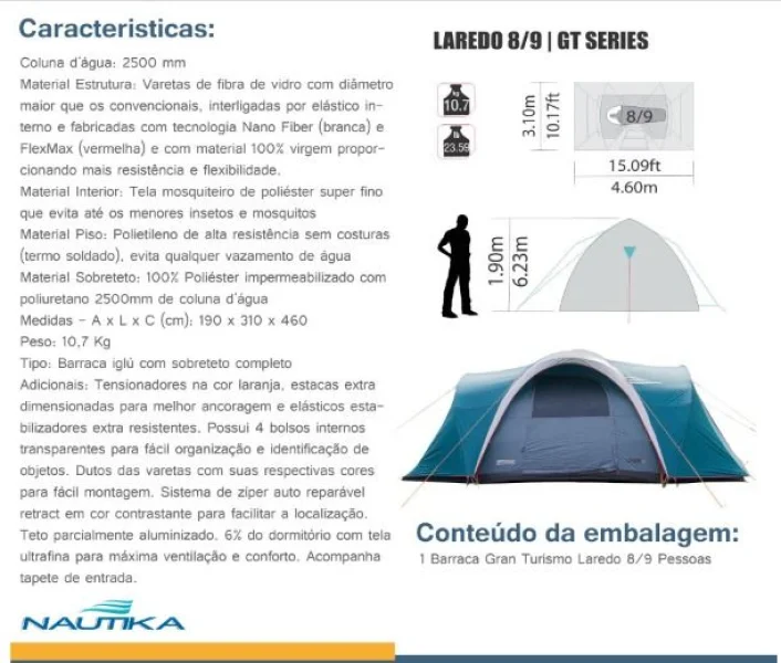 Barraca Laredo Gt 8/9 Pessoas Gigante c/ Sobreteto Nautika