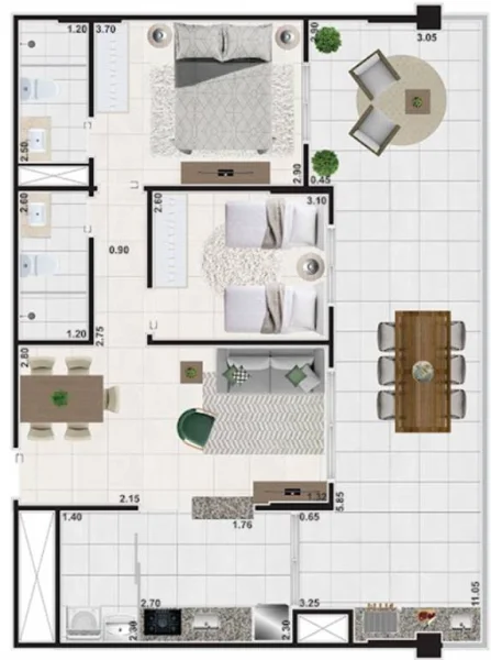 Apartamento com 94.58 m2 - Jardim Virginia - Guaruja SP