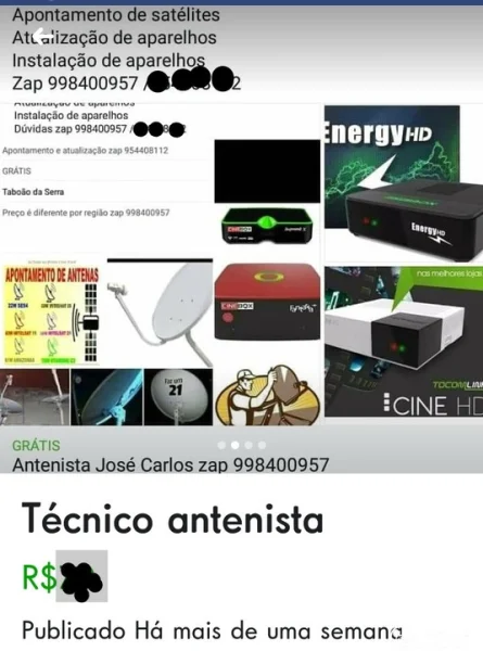 Técnico Antenista Taboão da Serra, Embu,e Regiões