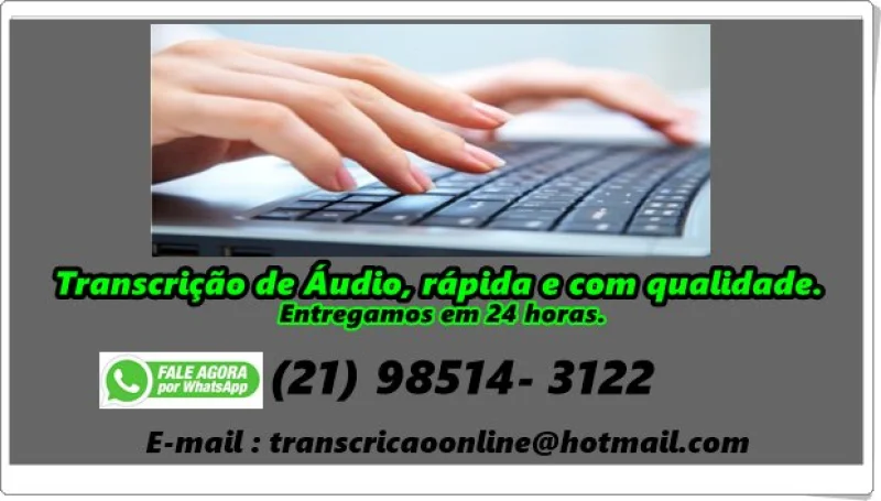 Transcrição de áudio para Texto R$ 60,00 -