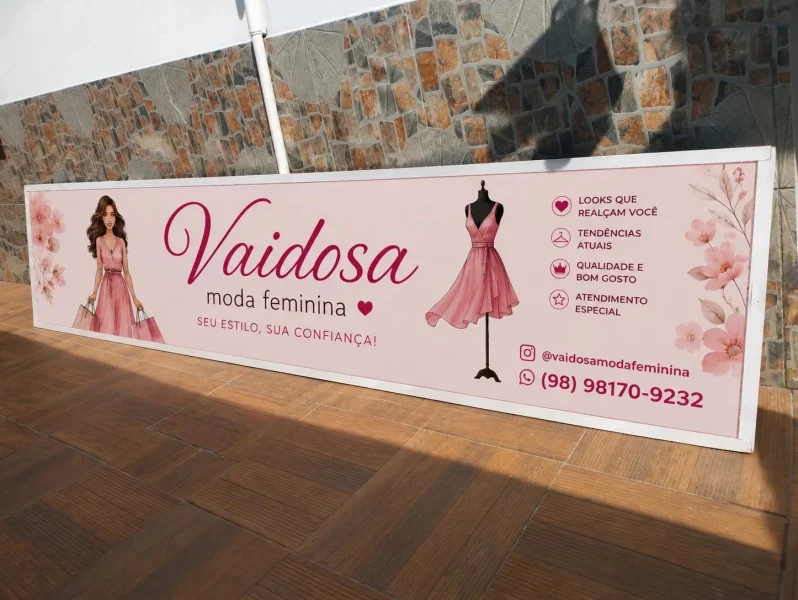 Estrutura Metálica para Placa Comercial 5,50 x 0,70 cm