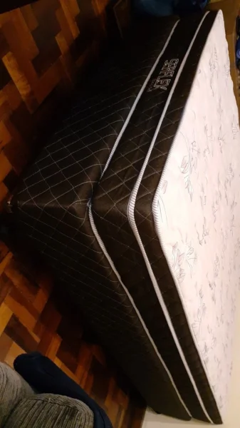Cama Box Casal 138cmx188cm Molas Ensacadas Preto/cinza - Serflex Semin