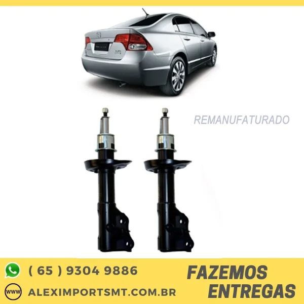 Par de Amortecedores Dianteiro Remanufaturados New Civic 2006 Até 2011