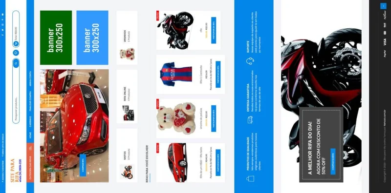 Site para Rifa Online, Raffle, Rifa de Veículos